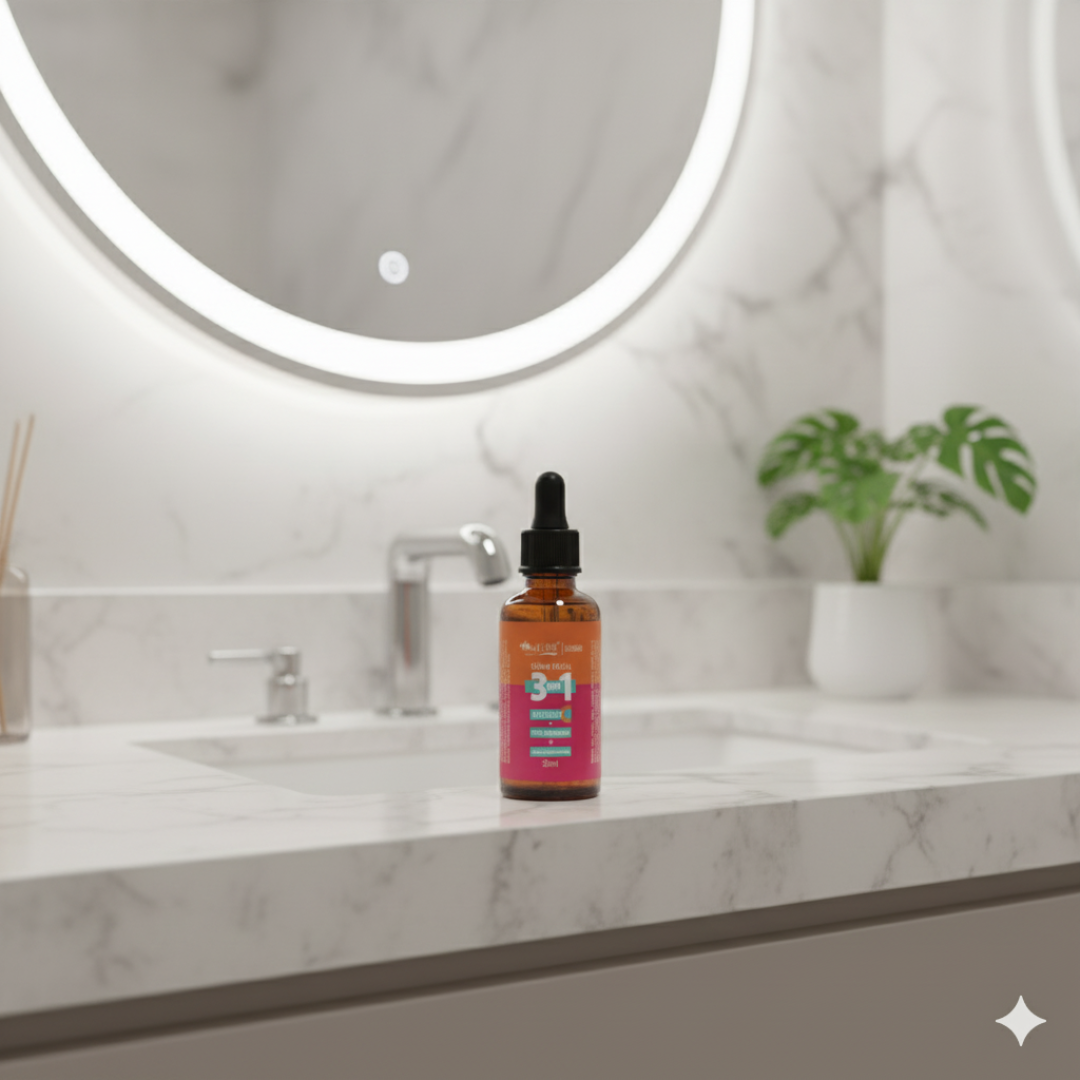 Sérum Facial 3 Em 1 Vitamina C + Rosa Mosqueta + Ácido Hialurônico