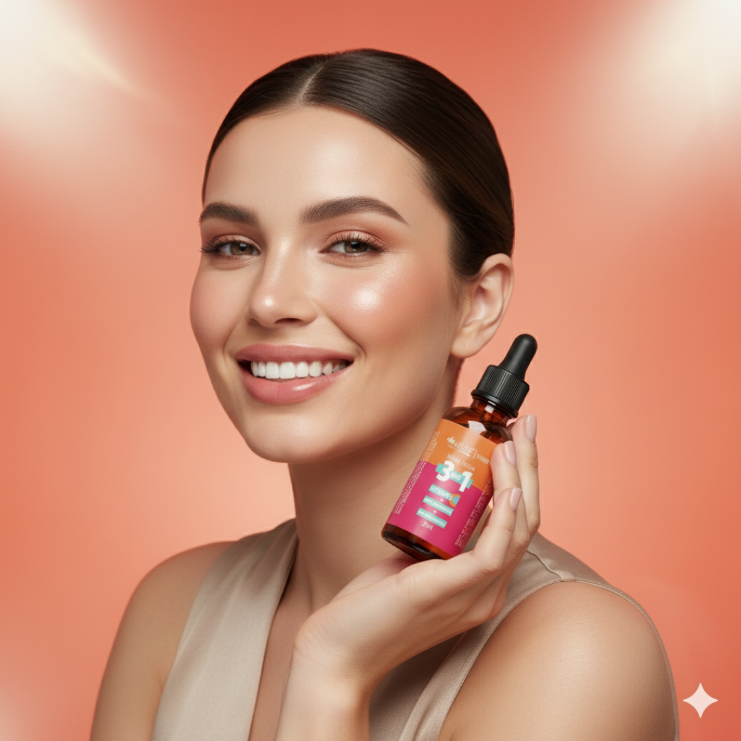 Sérum Facial 3 Em 1 Vitamina C + Rosa Mosqueta + Ácido Hialurônico