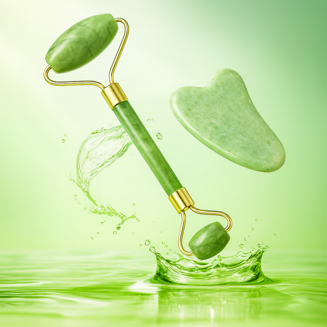 Rolinho de Jade + Gua Sha (Kit Massagem Facial)
